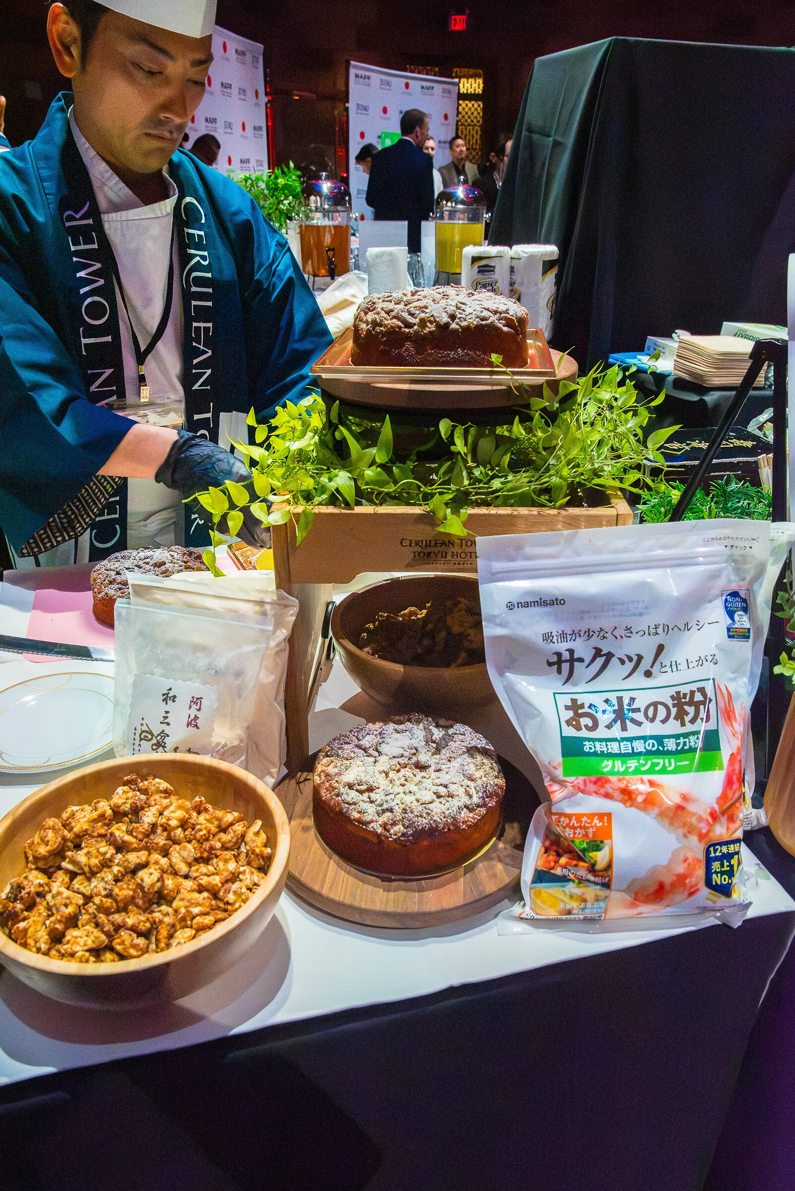 A chef beside Brioche aux Noix made with non-gluten rice flour
