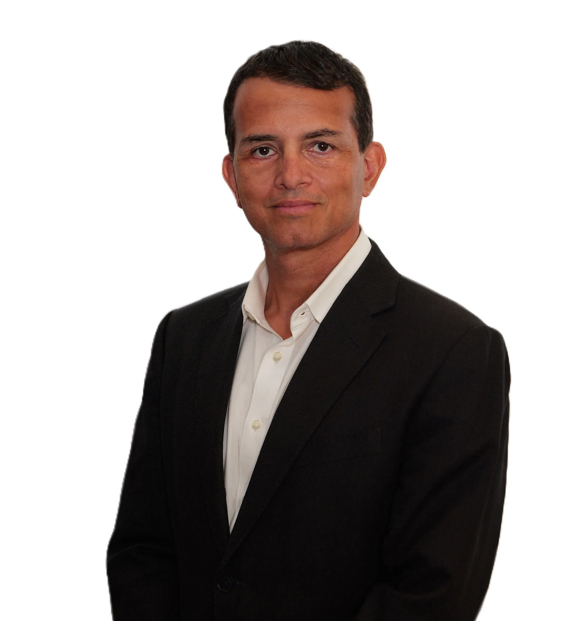 Boaz Lahovitsky in a black suit jacket and white shirt against a white background.