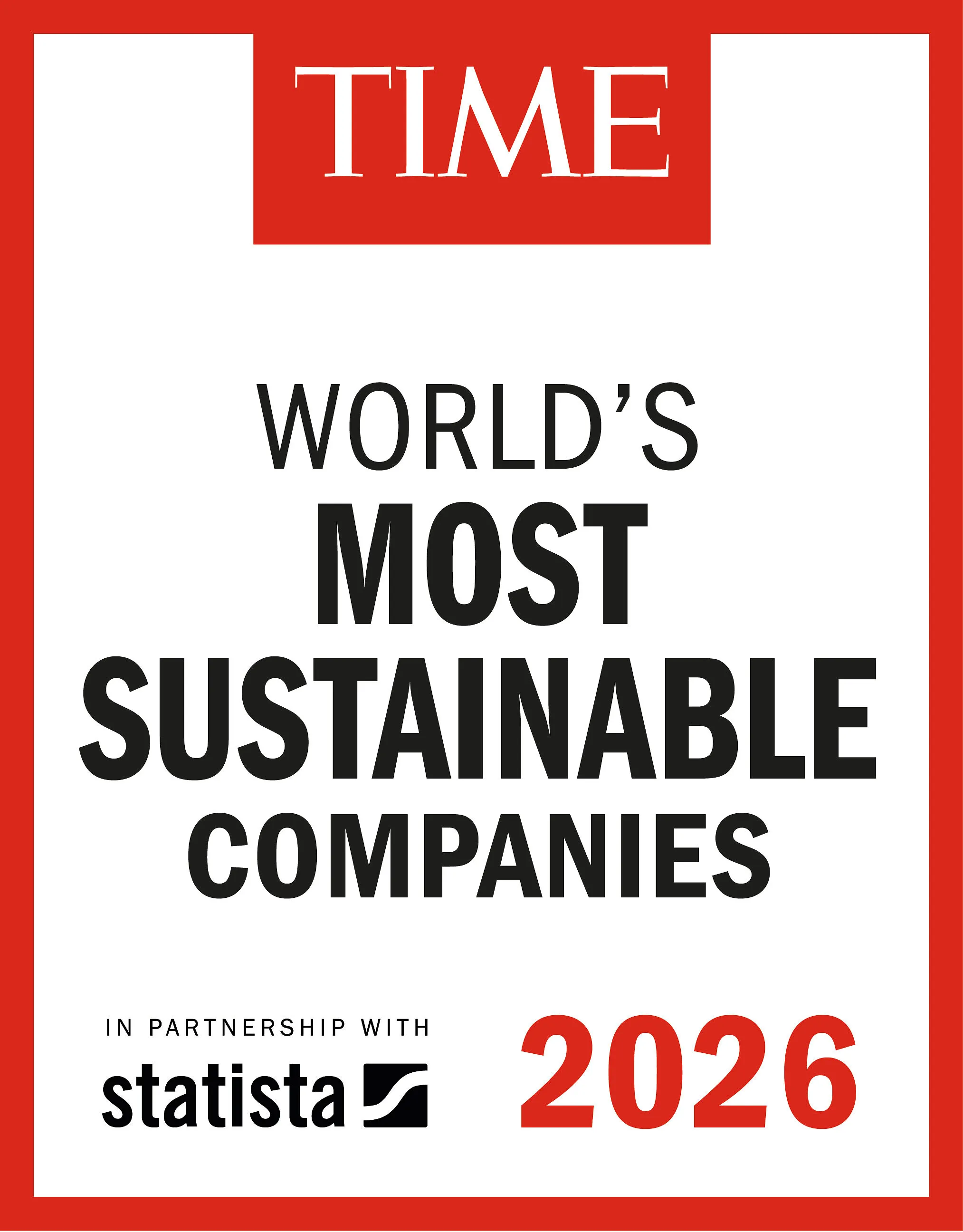 TIME World’s Most Sustainable Companies 2026 logo, in partnership with Statista