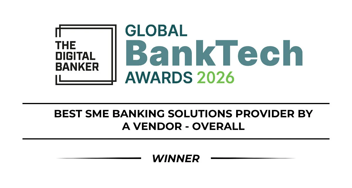 Global BankTech Awards 2026 winner badge for Best SME Banking Solutions Provider by a Vendor - Overall